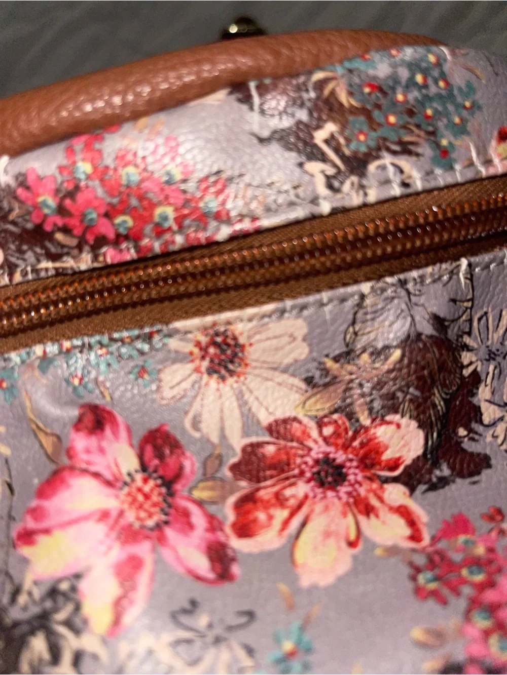Floral Brown Accent Backpack - Women Bags